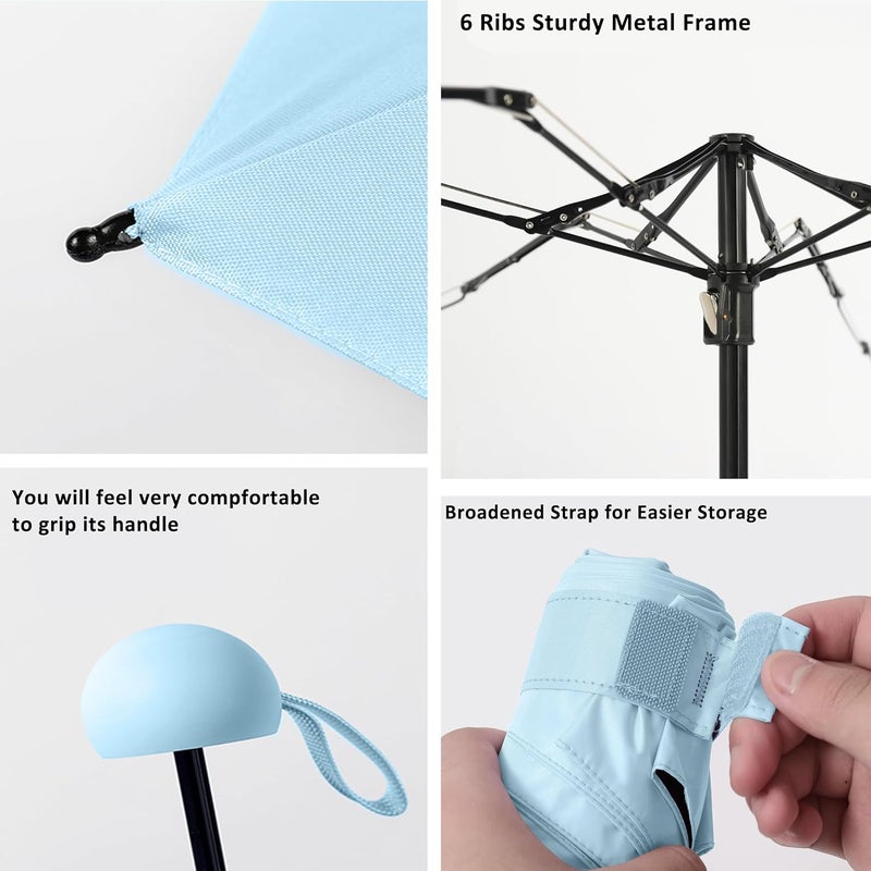 BAODINI Travel Essentials Mini Umbrella for Purse With Case Small Compact UV Sun Protection Lightweight Tiny Pocket Manual Open Close Umbrella for Women Kids and Men Fits Purse Backpack - Image 5